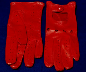 Soft red leather gloves
